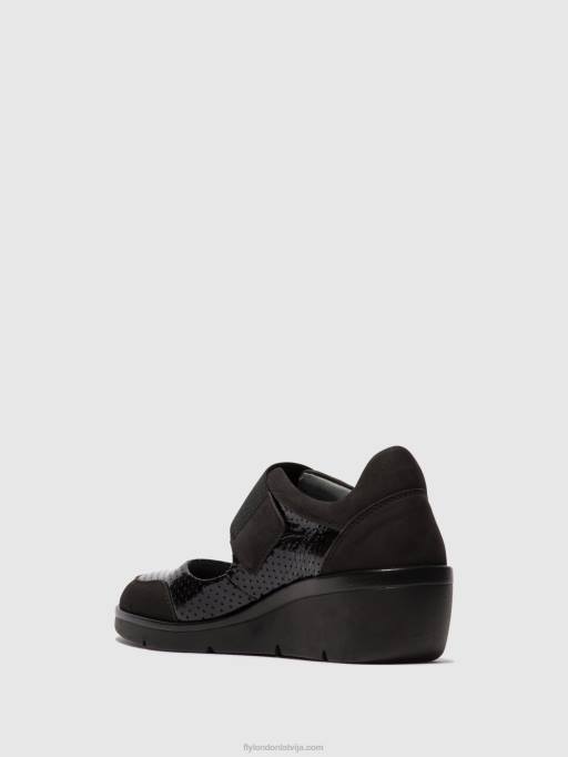 lv Fly London sievietes velcro kurpes naje583 melns 80JP624