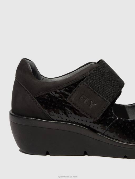 lv Fly London sievietes velcro kurpes naje583 melns 80JP624