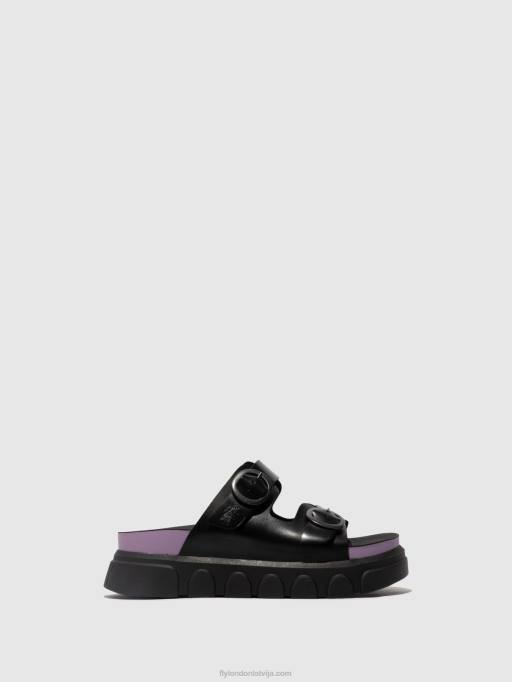 lv Fly London sievietes sprādzes mūļi cide946 melns (violeta) 80JP376