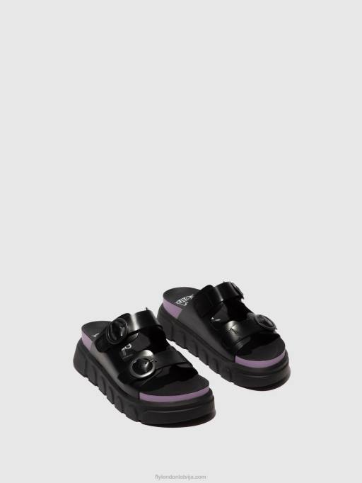 lv Fly London sievietes sprādzes mūļi cide946 melns (violeta) 80JP376