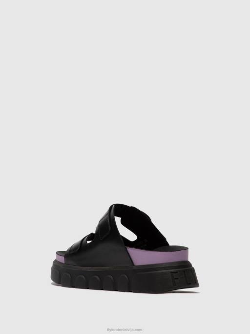 lv Fly London sievietes sprādzes mūļi cide946 melns (violeta) 80JP376