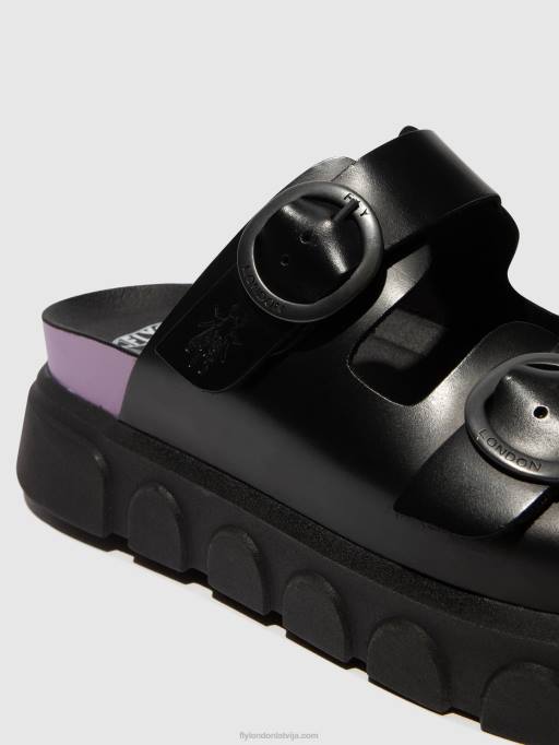 lv Fly London sievietes sprādzes mūļi cide946 melns (violeta) 80JP376