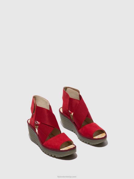 lv Fly London sievietes krosovera sandales yuba385 lūpu krāsa sarkana 80JP486