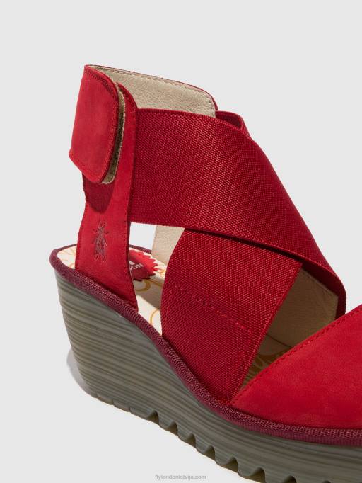 lv Fly London sievietes krosovera sandales yuba385 lūpu krāsa sarkana 80JP486