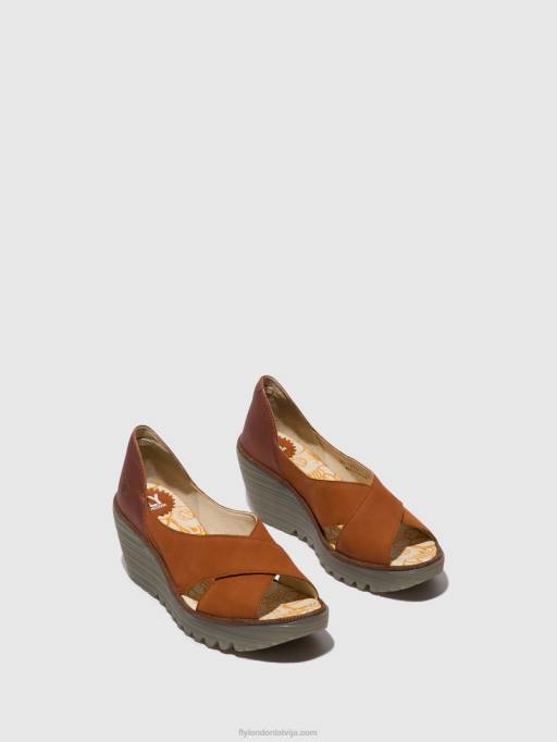 lv Fly London sievietes krosoveru sandales yoma307 iedegums/varš 80JP484