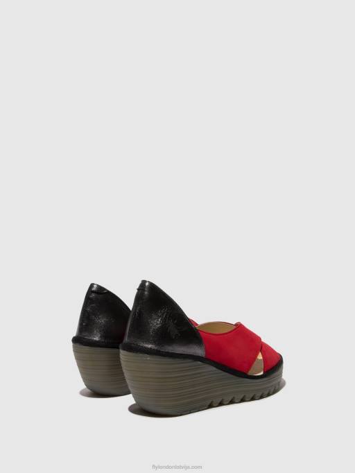 lv Fly London sievietes krosoveru sandales yoma307 lūpu krāsa sarkana/grafīta 80JP483