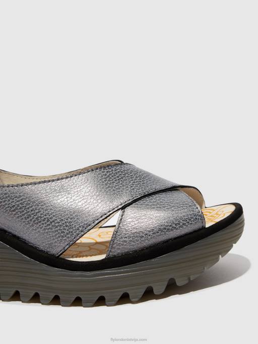 lv Fly London sievietes krosoveru sandales yoma307 pelēks/melns 80JP560