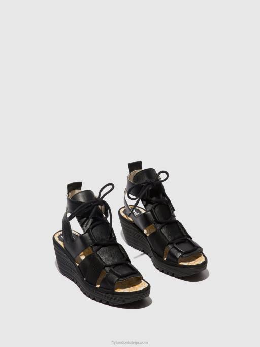 lv Fly London sievietes šņorējamās sandales yaca413 melns 80JP473