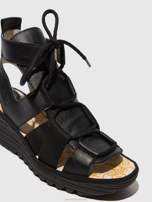 lv Fly London sievietes šņorējamās sandales yaca413 melns 80JP473