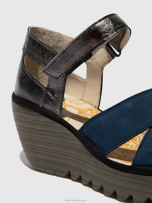 lv Fly London sievietes potītes siksnu sandales yent365 zils/grafīts 80JP508