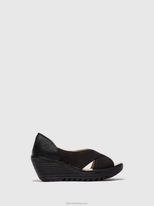 lv Fly London sievietes sandales ar atvērtu purngalu yoma307 cupido/uzpūtenis melns 80JP597