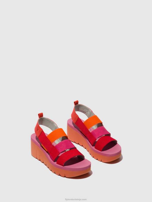lv Fly London sievietes siksnu sandales yere847 sarkana/oranža (roze) 80JP426