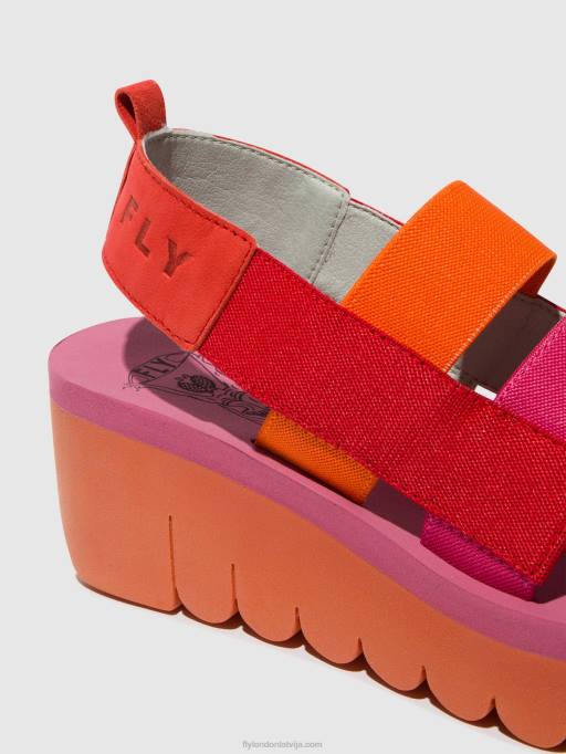 lv Fly London sievietes siksnu sandales yere847 sarkana/oranža (roze) 80JP426