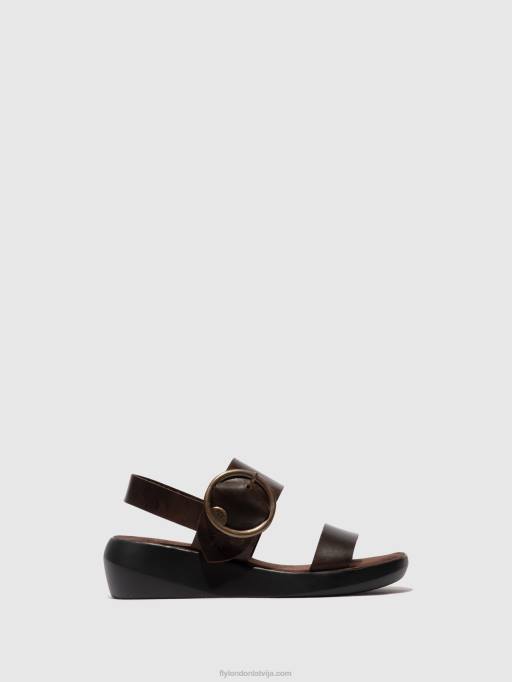 lv Fly London sievietes sling-back sandales bani739 tumši brūns 80JP468