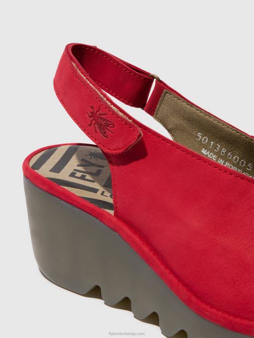 lv Fly London sievietes sling-back sandales baye386 lūpu krāsa sarkana 80JP580