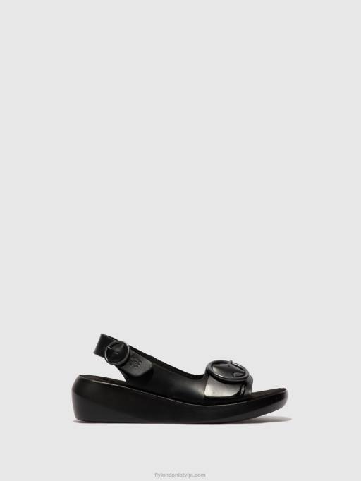 lv Fly London sievietes sling-back sandales berk754 brikšņi melni 80JP603