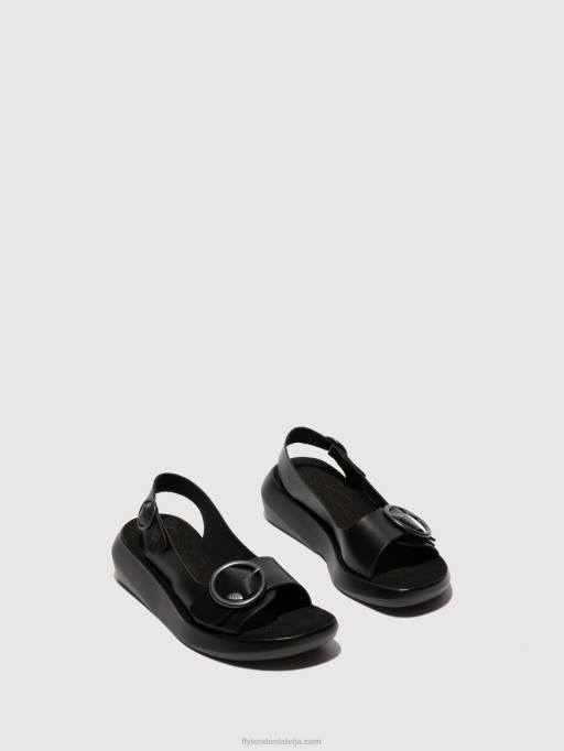 lv Fly London sievietes sling-back sandales berk754 brikšņi melni 80JP603