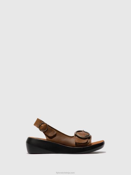 lv Fly London sievietes sling-back sandales berk754 brikšņu kamielis 80JP602