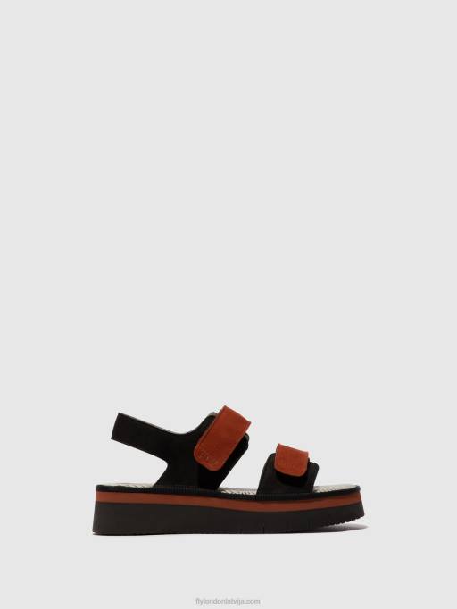 lv Fly London sievietes sling-back sandales cori377 melns/ķieģelis 80JP576