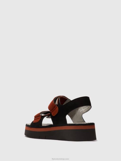 lv Fly London sievietes sling-back sandales cori377 melns/ķieģelis 80JP576