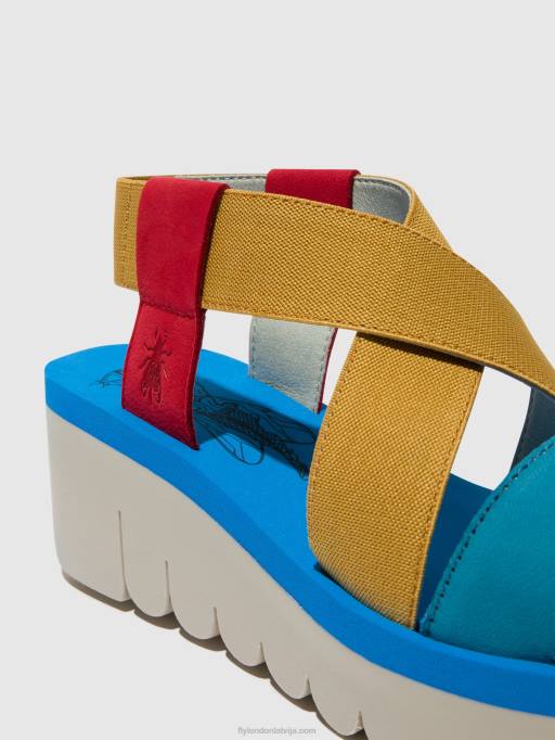 lv Fly London sievietes sling-back sandales yabi922 lūpu krāsa sarkana/dzeltena/azurre 80JP448