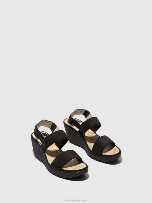 lv Fly London sievietes sling-back sandales yaco416 melns 80JP437