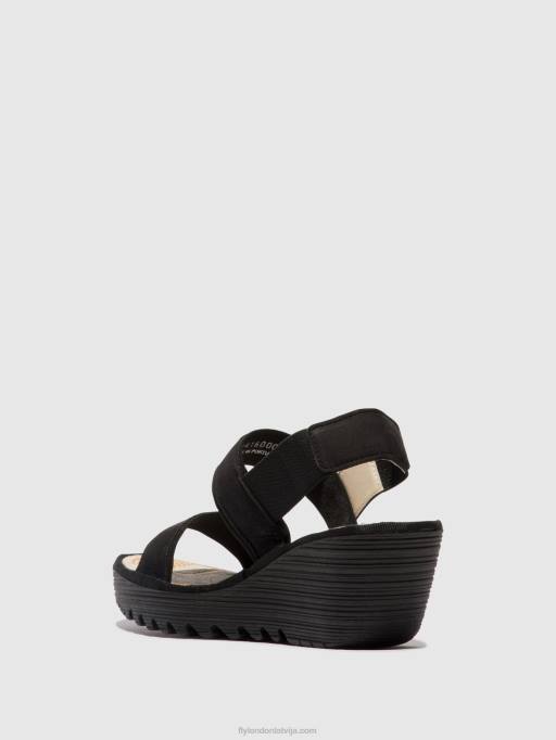 lv Fly London sievietes sling-back sandales yaco416 melns 80JP437
