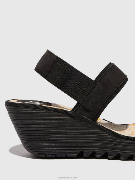 lv Fly London sievietes sling-back sandales yaco416 melns 80JP437