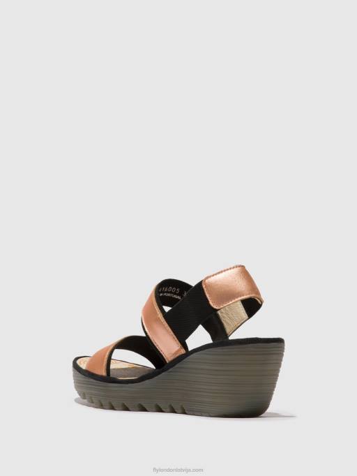 lv Fly London sievietes sling-back sandales yaco416 sārtums zelts 80JP439