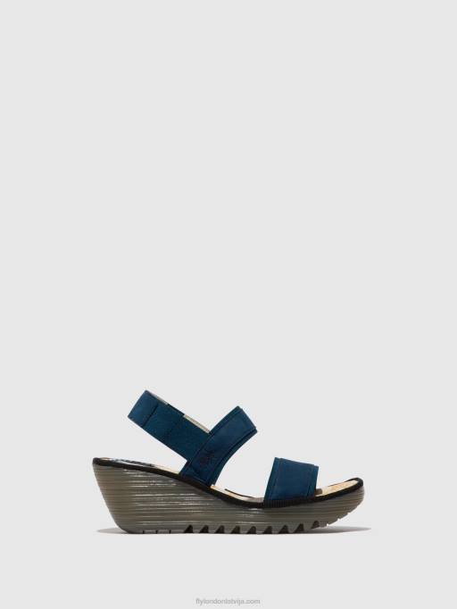 lv Fly London sievietes sling-back sandales yaco416 zils 80JP438
