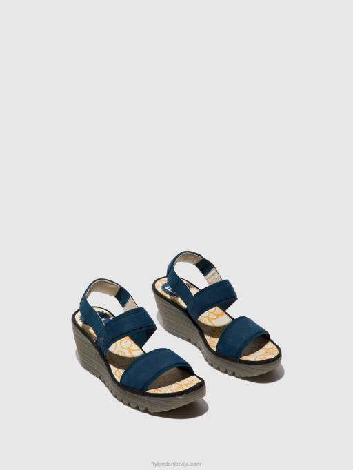 lv Fly London sievietes sling-back sandales yaco416 zils 80JP438