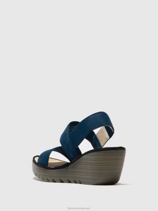 lv Fly London sievietes sling-back sandales yaco416 zils 80JP438