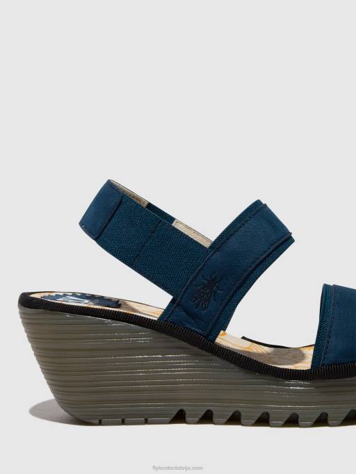 lv Fly London sievietes sling-back sandales yaco416 zils 80JP438