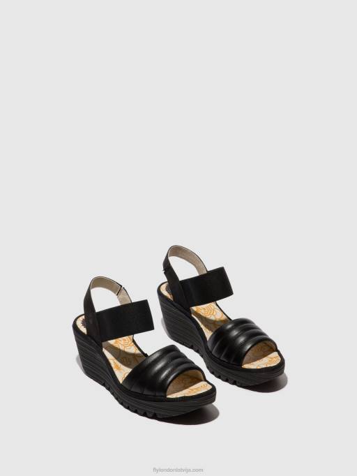 lv Fly London sievietes sling-back sandales yiko414 melns 80JP432
