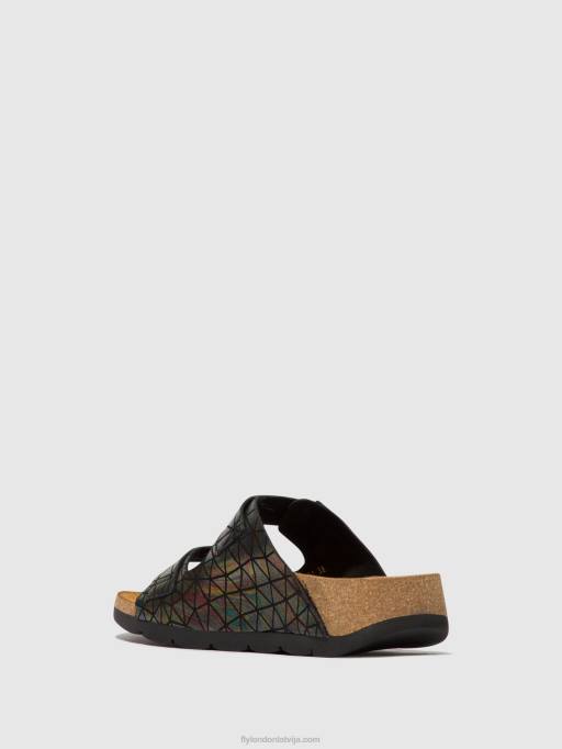 lv Fly London sievietes sprādzes sandales caja721 melnais benzīns 80JP500