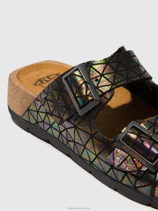 lv Fly London sievietes sprādzes sandales caja721 melnais benzīns 80JP500