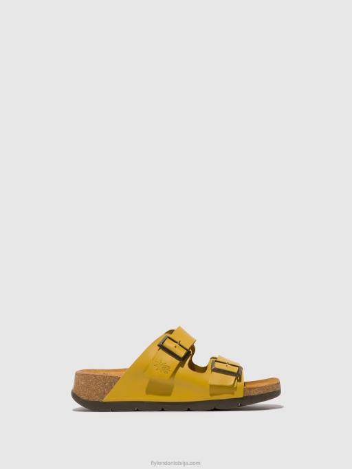 lv Fly London sievietes sprādzes sandales caja721 sinepes 80JP501
