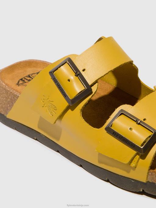 lv Fly London sievietes sprādzes sandales caja721 sinepes 80JP501
