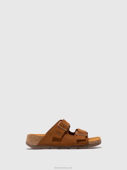 lv Fly London sievietes sprādzes sandales caja721 zamšādas kamielis 80JP391
