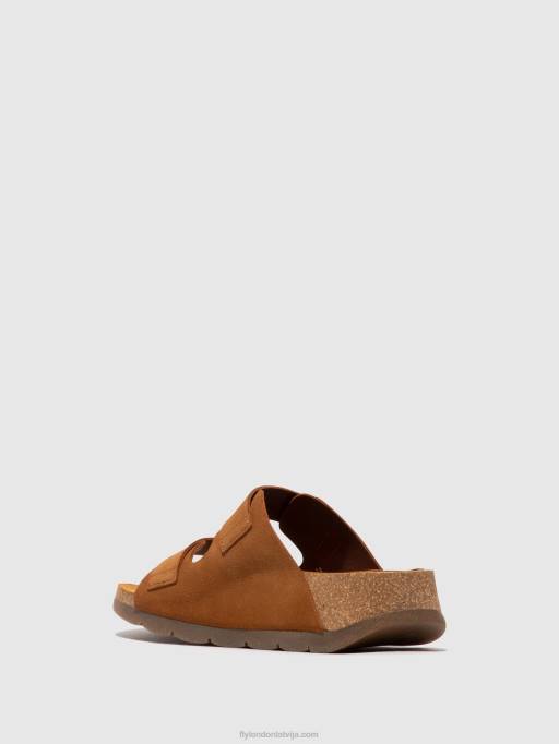 lv Fly London sievietes sprādzes sandales caja721 zamšādas kamielis 80JP391