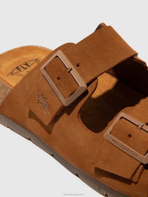 lv Fly London sievietes sprādzes sandales caja721 zamšādas kamielis 80JP391