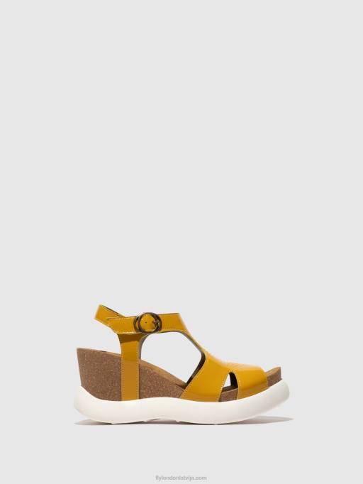 lv Fly London sievietes sprādzes sandales gova962 dzeltens 80JP496