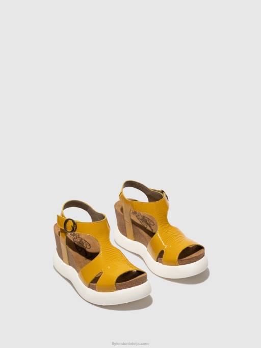 lv Fly London sievietes sprādzes sandales gova962 dzeltens 80JP496