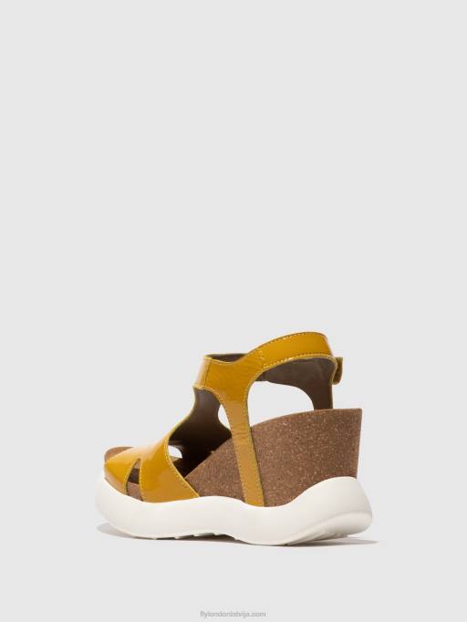 lv Fly London sievietes sprādzes sandales gova962 dzeltens 80JP496