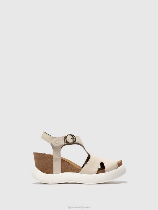 lv Fly London sievietes sprādzes sandales gova962 pelēkbalts 80JP494