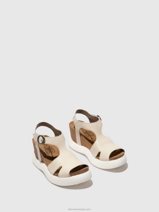 lv Fly London sievietes sprādzes sandales gova962 pelēkbalts 80JP494