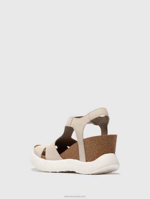 lv Fly London sievietes sprādzes sandales gova962 pelēkbalts 80JP494