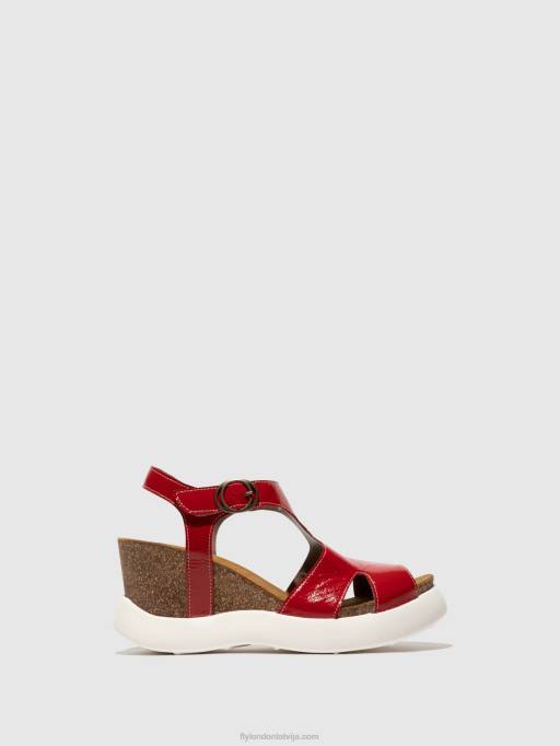 lv Fly London sievietes sprādzes sandales gova962 sarkans 80JP495