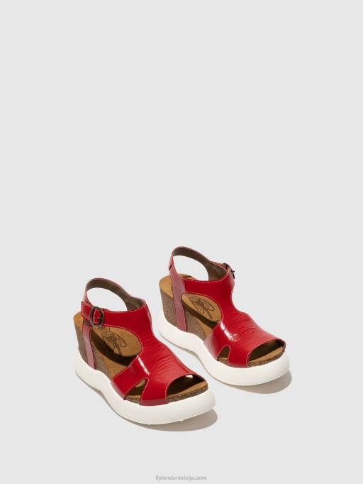 lv Fly London sievietes sprādzes sandales gova962 sarkans 80JP495