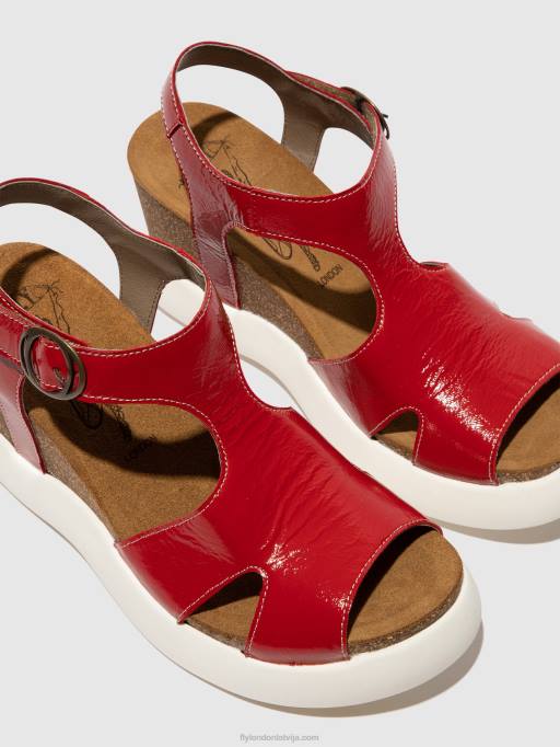 lv Fly London sievietes sprādzes sandales gova962 sarkans 80JP495